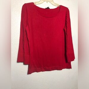 Talbots Red Textured 3/4 Sleeves Sweater Top M